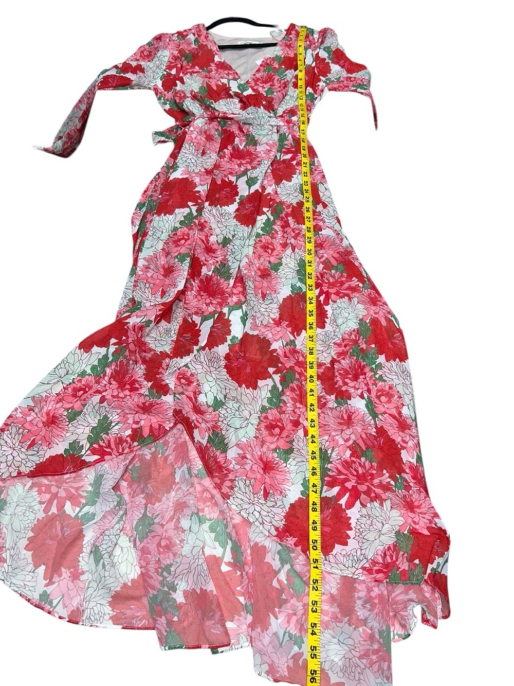 NWT Floral Red Wrap Maxi Dress with Tie Waist size Medium ♥️🥀 - Picture 10 of 12